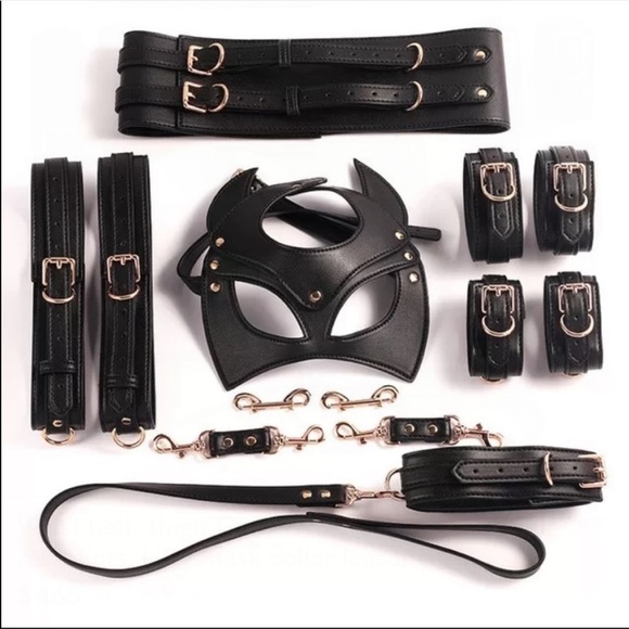 Waist belt, thigh Cuff, Wrist -ankle restraints, knight mask collar leash, case - Picture 2 of 5